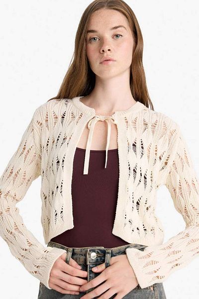 DeFacto New Season Slim Fit Slim Fit Crew Neck Cardigan