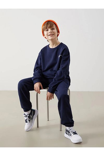 LC Waikiki Lcw Kids Navy Blue Crew Neck Boys Tracksuit Set