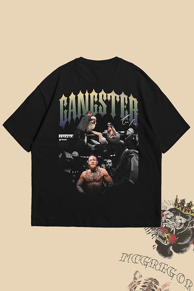 Grove Fashion Conor Mcgregor Gang Front and Back Printed Unisex Oversize T-Shirt