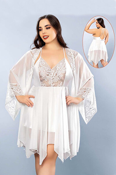 Viselya Set de rochii de cămașă de noapte albă de mărime mare