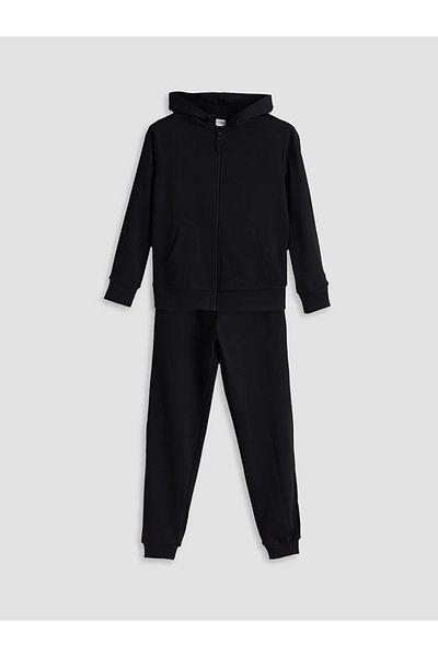 LC Waikiki Lcw Kids Black Hooded Girls Tracksuit Set