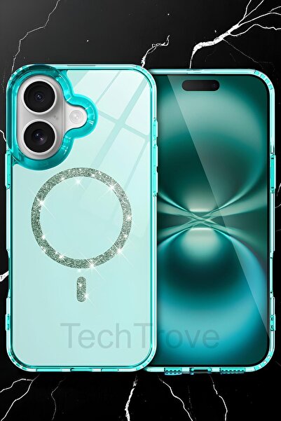TechTrove iPhone 16 Plus Kılıf Magsafe Özellikli Işıltılı Tasarımlı Ekstra Da...