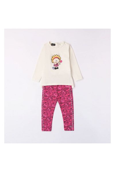 Sarabanda Compleu bluza si colant pentru fetite, Sarabanda, Alb/Fucsia, 110-116 cm