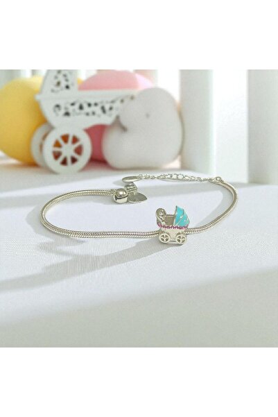 POKAK Tasarım Yeni Doğan Bebek Arabası Pembe Zirkon Charmlı Annelere Özel Hed...