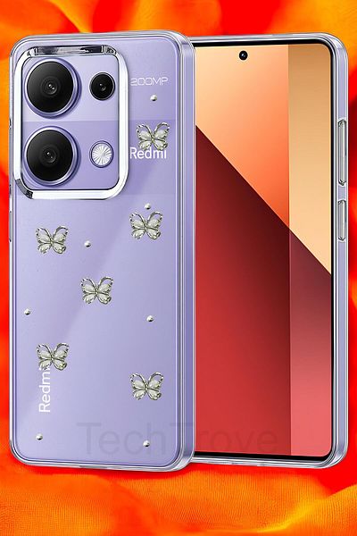 TechTrove حافظة هاتف Xiaomi Redmi Note 13 Pro 4G غطاء سيليكون شفاف لامع بتصميم لاصق لامع