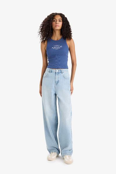 DeFacto New Season Slim Fit Slim Fit Printed Halter Neck Ribbed Camisole Undershirt