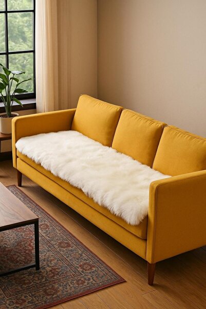 MER HOME Pluș din blană importat, cu păr lung, pentru canapea cu trei locuri ...