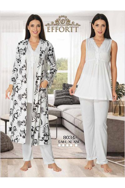 EM&FA TEKSTİL Pregnant Maternity Pajama Set with Robe
