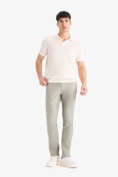 DeFacto New Season Summer Chino Canvas Textured Trousers Slim Fit Slim Fit Pockets Narrow Leg
