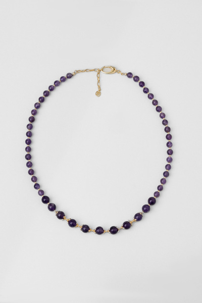 So CHIC... Ametist Şöleni 18 Ayar Sarı Altın Kaplama 50 Cm Gümüş Ametist Kolye