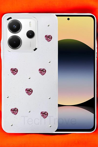 TechTrove حافظة هاتف Xiaomi Redmi Note 14 4G غطاء سيليكون شفاف لامع مع تصميم ملصق لامع