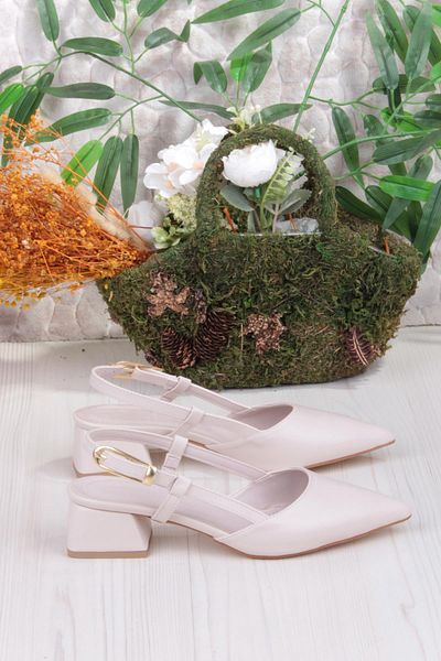 fort 35126 Ceyn Skin Open Back Thick Heeled Pointed Toe Women's Shoes
