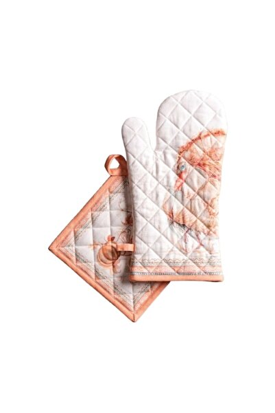 OEM Set kitchen glove, Maison d'Hermine, 19x33 cm, pot holder 20x20 cm, 100% cotton, heat resistant, aut