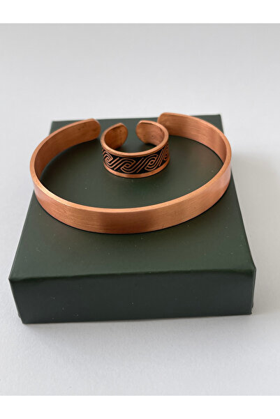 Rupen Kraft Unisex adjustable 100% pure copper bracelet stylish copper ring combination handmade bracelet ring