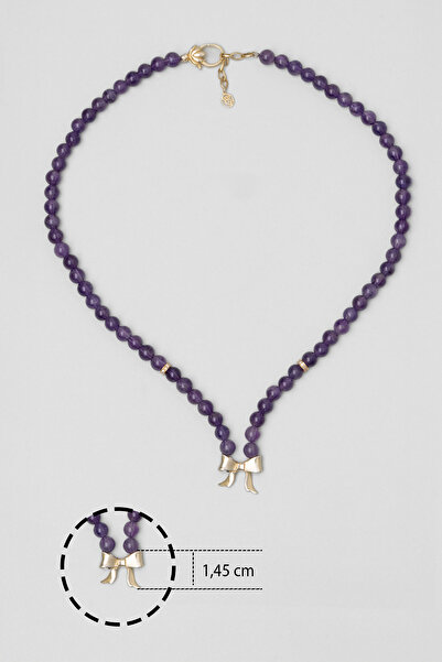 So CHIC... Lavanta 18 Ayar Sarı Altın Kaplama 47 Cm Gümüş Kolye