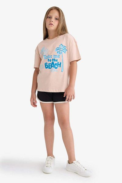 DeFacto New Season Girls' Basic Plain Shorts with Elastic Waist