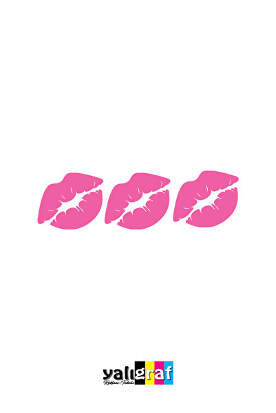 Yalıgraf Reklam Tabela Öpücük Sticker Dudak Kiss Me Oto Sticker 3'lü Set