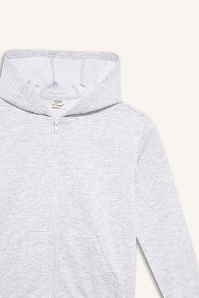 DeFacto New Season Girls Basic Plain Hooded School Zippered Sweatshirt