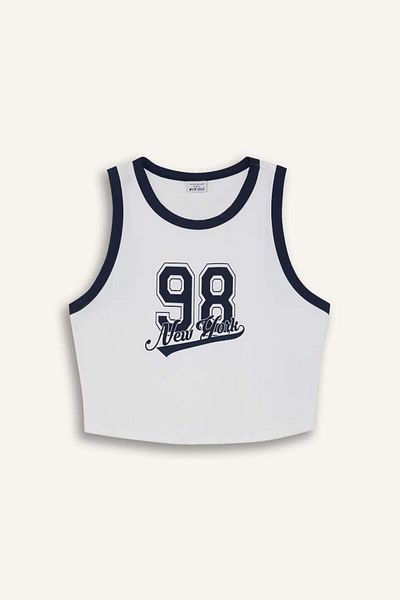 DeFacto New Season Defactofit Crop Printed Crew Neck Sports Singlet