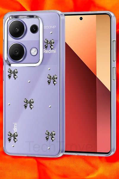 TechTrove Xiaomi Redmi Note 13 Pro 4G Kılıf Parlak Çıkartma Tasarımlı Simli Ş...