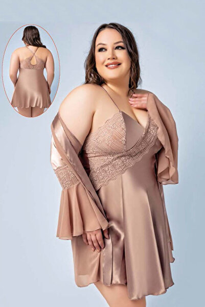 Viselya Set de dantelă cămăși de noapte și halate de casă din nurcă, mărime mare