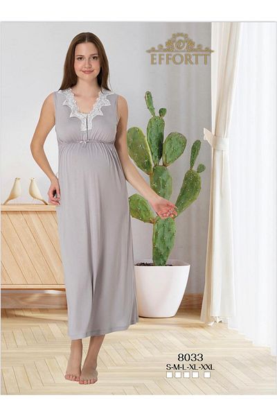 EM&FA TEKSTİL Maternity Lace Detailed Nightgown
