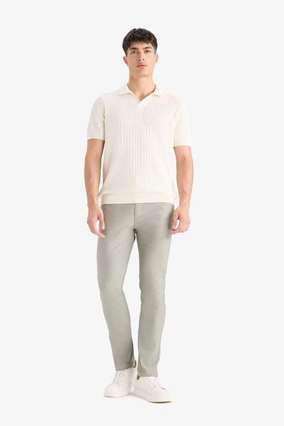 DeFacto New Season Summer Chino Canvas Textured Trousers Slim Fit Slim Fit Pockets Narrow Leg