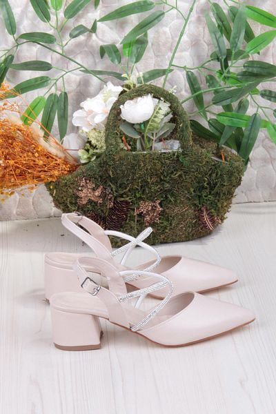 fort 110-411 Cross Stone Open Back Classic Heeled Women's Shoes