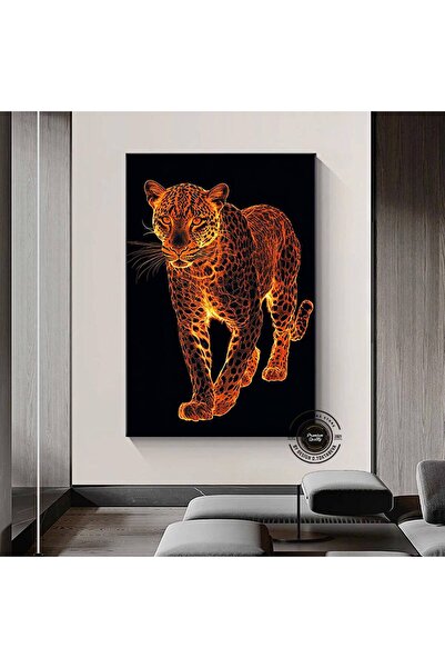 idora Leopard apstraktna umetnička slika na platnu; Luksuzni dekor od crnog z...