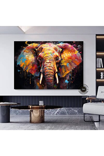 idora Slika slona na platnu, šarena pop art slika slona, dekoracija afričkog ...