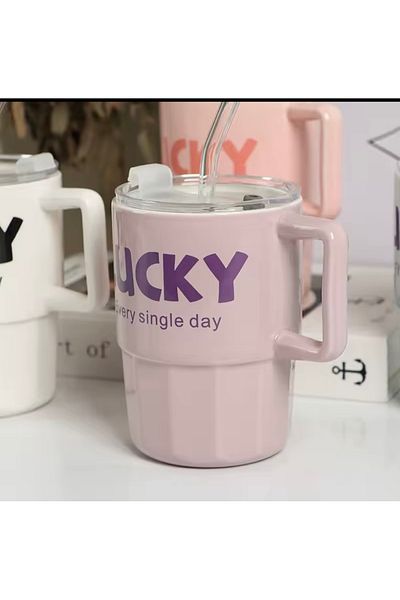 Generic Large ceramic mug with airtight clear lid and teapot