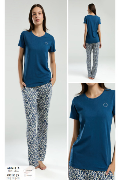 Talya Underwear Arnetta Short Sleeve Double Pajama Set Plus Size