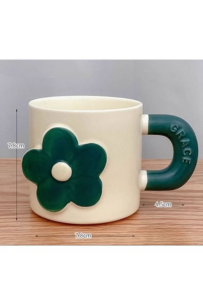 Generic Heavy ceramic mug with a raised flower design
