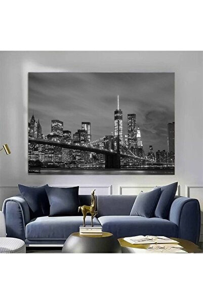 idora Crno-beli New York platneni print; NYC zidni dekor; NYC kućni dekor; Mo...