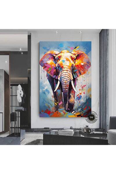 idora Šareni print slona, pop art platno, akvarel poster slona, dekor za noćn...