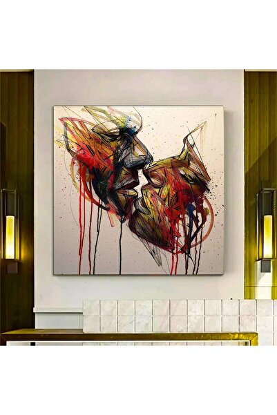 idora Öpüşen tuval resmi, dudak resmi, aşık çiftler tuval resmi, Sevgililer G...