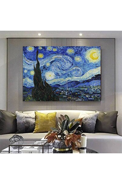 idora Van Gogh'ın Yıldızlı Gece Kanvas Baskısı; Yıldızlı Gece Sanat Reprodüks...