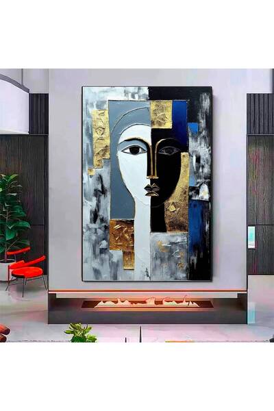idora Soyut Yüz Kanvas Tablo; Portre Sanatı; Asmaya Hazır; Trend Dekor; Hediye