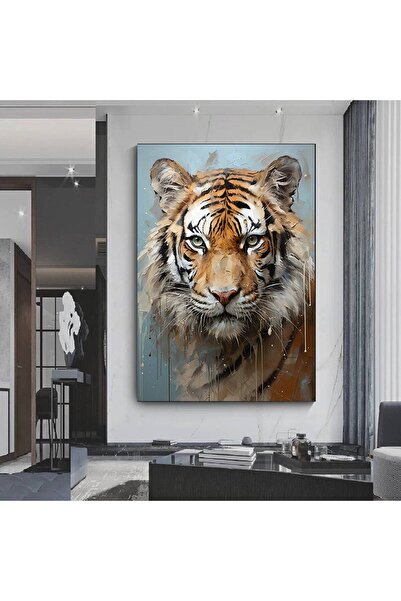 idora Divlji tigar na platnu, zidna umetnost, šareni i živopisni stil uljane ...