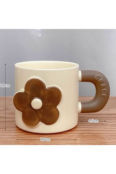 Generic Heavy ceramic mug with a raised flower design