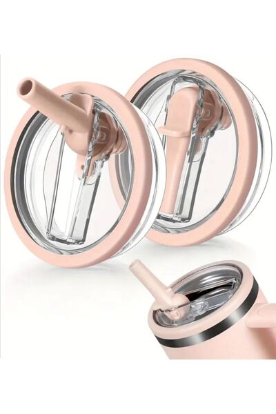 ÇAKRA ستانل كيوينتشر باللون الوردي الفاتح سعة 1.18 لتر متوافق مع غطاء بلاستيك...