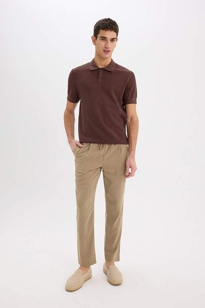 DeFacto New Season Relax Fit Relaxed Cut Short Leg Linen Look Summer Fabric Trousers