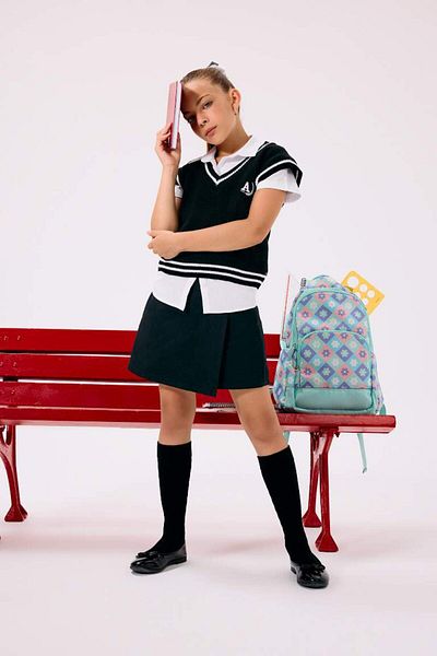 DeFacto New Season Girls' School Elastic Waist Gabardine Shorts Skirt