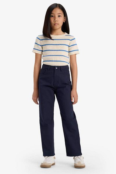 DeFacto New Season Girls' Straight Fit Wide Loose Leg Cotton School Trousers with Pockets