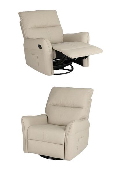 Generic 360° Swivel Recliner Chair with Leather Soft Padded Upholstery for Living Room - Biege