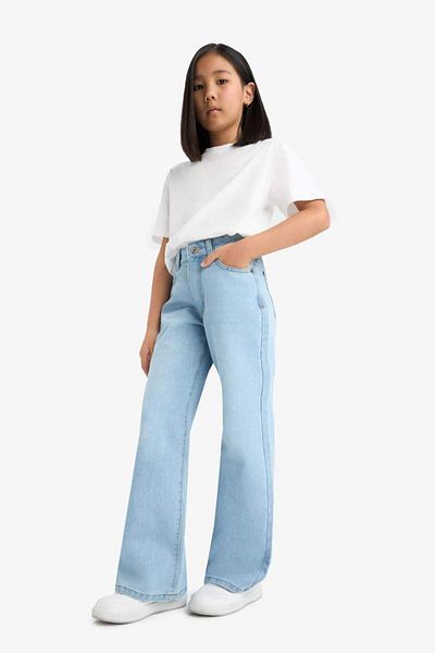 DeFacto New Season Girl's Straight Wide Standard Leg Jean Trousers