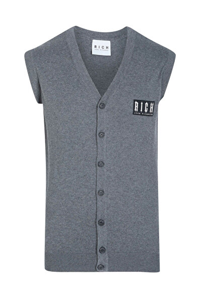 John Richmond Pánská vesta v šedé barvě