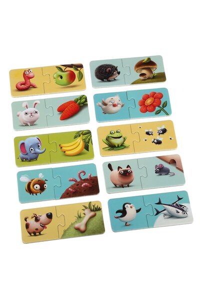 Puzzlika Educational Puzzle Set Puzzlika, Who Eats What, 10 Puzzles with 2 Pieces Each