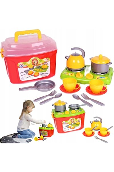 Technok Children's Kitchen, TechnoK, Set of 14 Accessories, Green-Red, 19x26x18cm