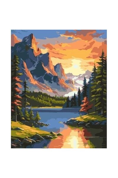 qbee Pictură pe numere - Zori în munți 40x50cm